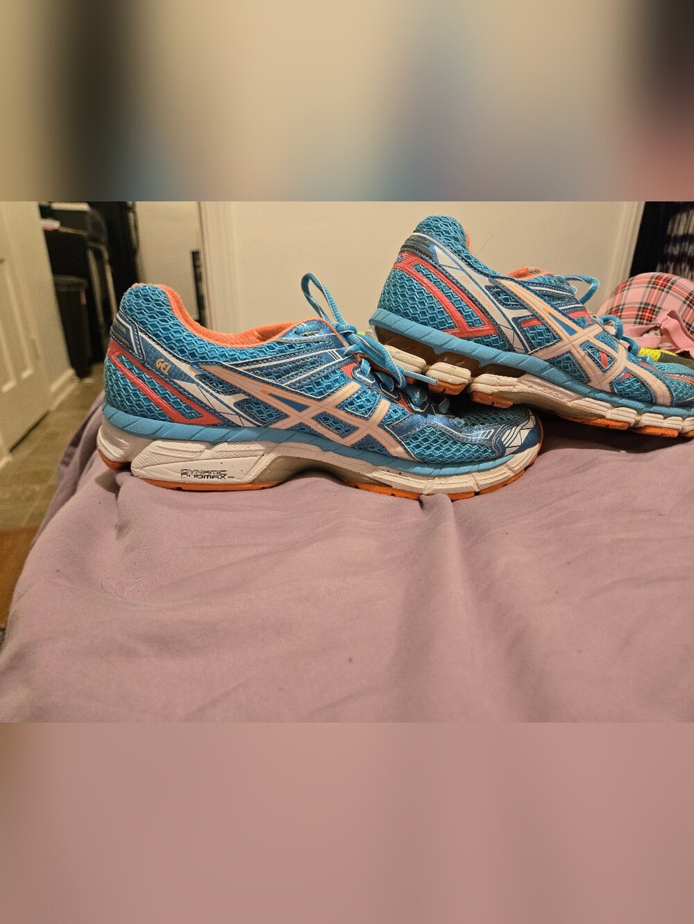 ASICS Women's Blue and Coral Athletic Running Shoes